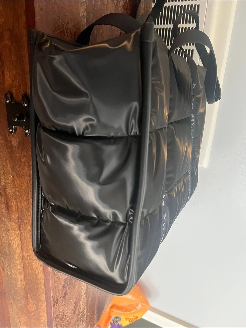 kate spade Black Puffer Laptop Black shiny Tote